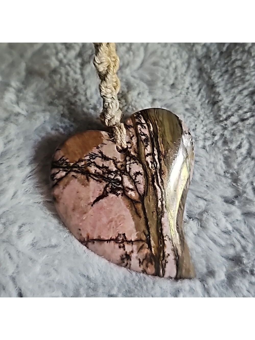 Rhodonite Heart Necklace Pink #N18